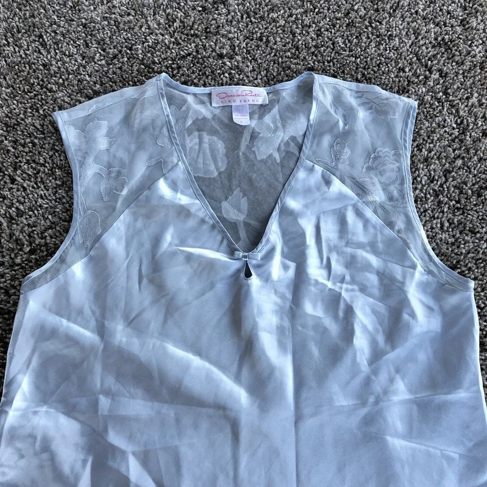 Vintage Oscar De La Renta Nightgown Womens S Pink Label Baby Blue Satin Coquette
